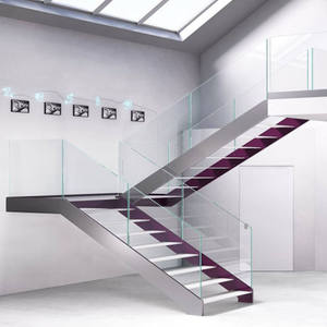 Escadas de Madeira Dobráveis Internas de Design Econômico em Laje de Nogueira e Granito, Escadas Flutuantes e Retas - Product Image 2