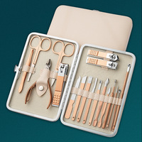 Vente en gros d'usine - Ensemble de coupe-ongles de luxe portable en or rose de 18 pièces - Outils de beauté en acier inoxydable pour bébé
