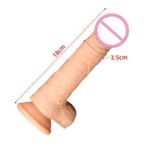 Extra Large Female Penis <b>Liquid</b> <b>Silicone</b> 18cm Length Soft Texture Dark Skin Not Water Resistant Adult Toy - Product Image 1