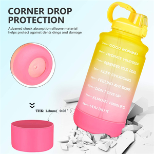 Elvira grande bottiglia d'acqua con indicatore di tempo motivazionale da 1 gallone con stivale in Silicone e paglia protettiva, BPA Free Anti-slip Lea - Product Image 5