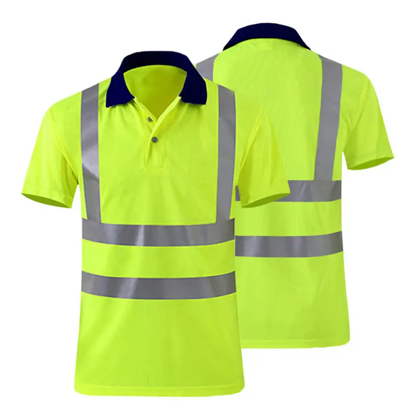 綿100% 安全反射TシャツHi Vis作業服シャツ建設作業員用セキュリティロードクリーナー安全服