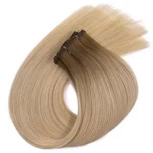 Russian Virgin Thin Invisible Genius Weft Hair Extensions Double Drawn Human Hair Genius Weft