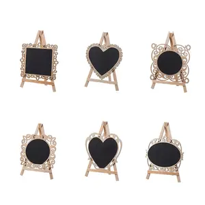 Nimicro pequeno preto tablet suprimentos de casamento, suporte de madeira quadro-negro sinais de corte a laser mensagem coração