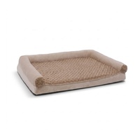 Lit pour chien lavable pour chien âgé, sommeil confortable, imperméable, lit-canapé doux pour animaux de compagnie avec housse amovible, mousse alvéolée de soutien, beige