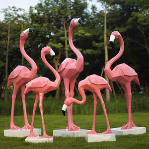 Glasvezelversterkte Plastic Flamingo Sculptuur Geometrische Buitentuin Vogel Voor Binnenplaats Vijver Winkelcentrum Interieur Hars Ambachten - Product Image 3