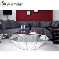 Table à manger en verre argenté triangulaire WXF-1037 faite maison OEM Table d'appoint moderne pour meubles de maison