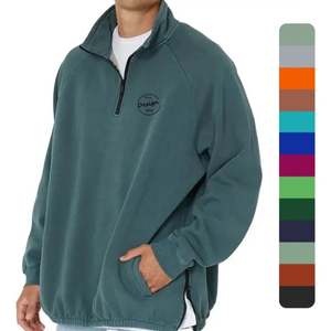 Custom Puff pastry Neck High Quality Heavyweight Pink Hoodie Organic Cotton Custom Logo Blank Oversized <b>Half</b> <b>Zip</b> <b>Sweatshirt</b> <b>Man</b> - Product Image 2