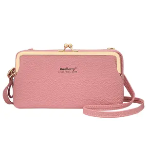 Bolsa crossbody de ombro feminina, carteira longa com alça ajustável