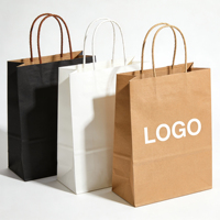 Sacs en papier kraft blanc et brun personnalisés avec logo imprimé, poignées torsadées, vente en gros