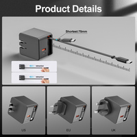 Adaptateur de charge rapide de voyage Winner Product 2025 PD 3.0 pour ordinateur portable 65W GaN USB-C avec câble rétractable Type-C magnétique OTP