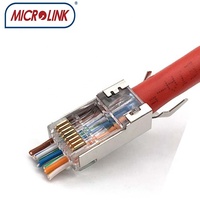 Connecteur blindé RJ45 STP Cat7 MICROLINK 50u plaqué or, traversant, 8p8c, fiche modulaire / Certifié CE