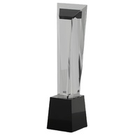 Trophée en cristal gravé sur mesure, plaque de trophée en cristal avec base noire MH-NJ00456