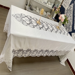 ผ้าปูโต๊ะรักษ์โลก ขายส่ง ผ้าแจ็คการ์ดลายดอกไม้ปักลายลูกไม้สีขาว ทนทาน กันน้ำ สำหรับบ้าน โรงแรม งานแต่งงาน - Product Image 4