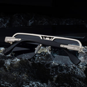 Partagas kacamata hitam pria, gaya Logo kotak <span class=keywords><strong>Semi</strong></span> tanpa bingkai logam jembatan ganda UV400 - Product Image 4