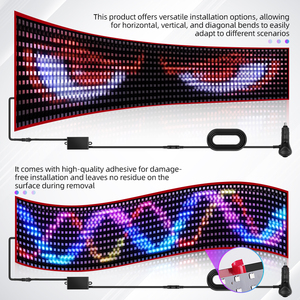 Lumière LED à panneau de pixels pour camion, télécommandée par application, effet 'Devil Eye', 12-24V, éclairage de texte personnalisable DIY, défilant, pliable, pour tableau de bord et pare-brise - Product Image 3