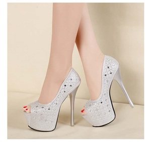 Fashion Sequins Trendy Sexy Nightclub <b>Fish</b> Mouth High Heel Waterproof Platform Shallow Mouth Women's Single Shoes Elegant <b>Pumps</b> - Product Image 4