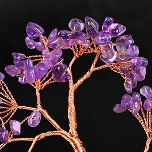 Handmade Crystal Money <b>Tree</b> Raw Rose Quartz Base Natural Amethyst Tumbled Stone <b>Gem</b> <b>Tree</b> for Fengshui - Product Image 3