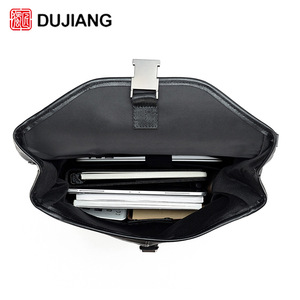 Dujiang Genuine Leather <b>Backpack</b> 15.6 Inch Unisex Large Capacity Business Commuting Laptop Bag Solid Color <b>Black</b> - Product Image 4