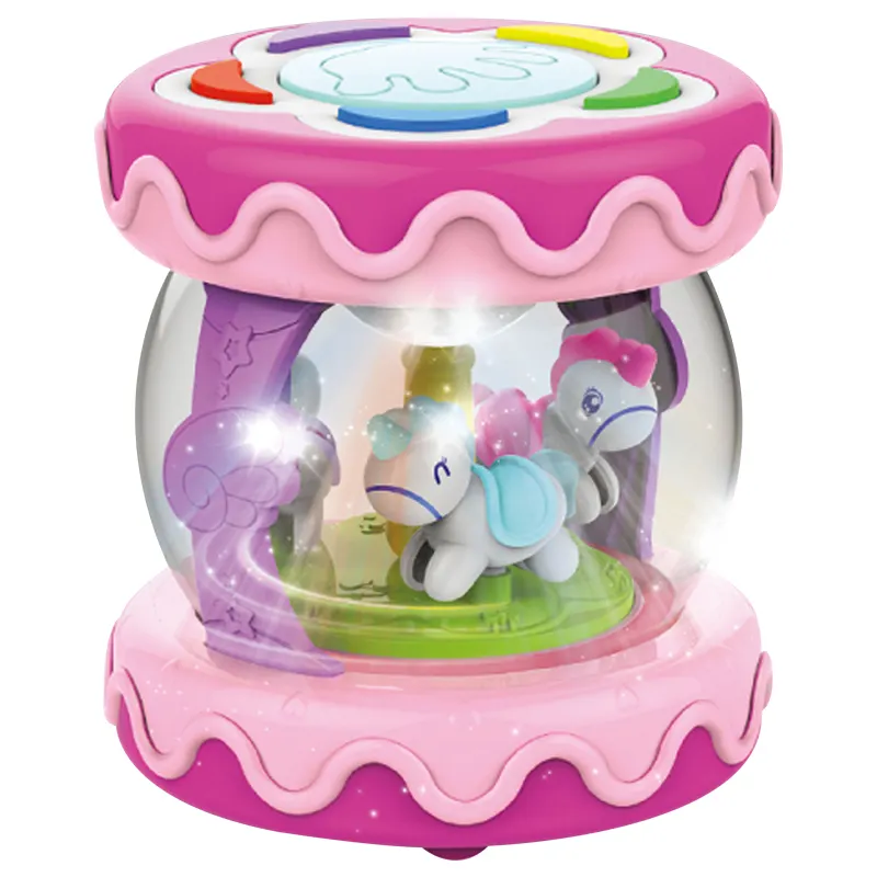 Jouets éducatifs multifonctionnels pour bébés filles, carrousel musical, instrument de musique, tambour sonore pour bébés de 2 à 4 ans