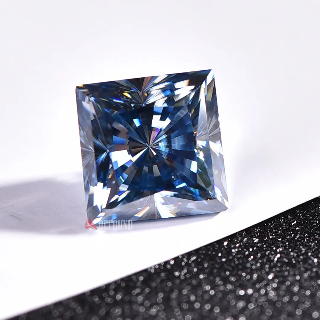 합성 5.5mm 모이사나이트 패스 다이아몬드 테스트 1st 스퀘어 프린세스 컷 느슨한 블루 모이사나이트 다이아몬드 보석