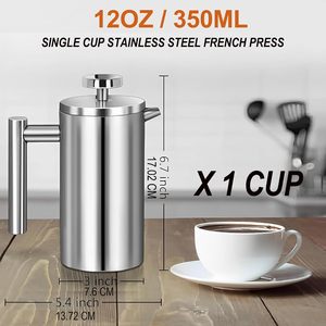 Cafetière à piston en acier inoxydable 304 avec système de filtration à 4 niveaux, 1L, pour la maison et le bureau – Offre Spéciale - Product Image 2