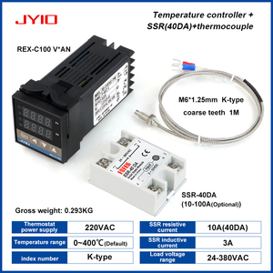 REX-C100 nhiệt đặt bộ điều khiển nhiệt độ + SSR + cặp nhiệt điện + Tản nhiệt SSR-40DA Bộ điều khiển nhiệt độ thông minh PID - Product Image 4