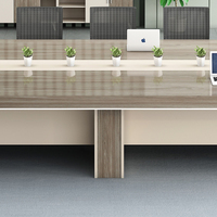 Table de Conférence Moderne de Luxe Personnalisée pour 12-14 Personnes, Table de Réunion en Bois avec Gestion des Câbles, Bureau de Salle de Réunion