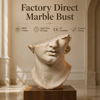 YOUFINE Buste en marbre blanc antique brisé, sculpture artistique, décoration intérieure pour hall d'hôtel et galerie de musée