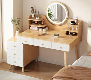 Coiffeuse moderne en bois durable avec tiroirs intégrés et miroir éclairé pour <span class=keywords><strong>chambre</strong></span> principale et appartement - Product Image 4