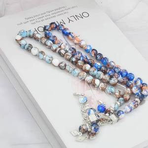 Tasbih étnico de ágata sintética con textura natural resistente a la decoloración, 10 mm, 33 cuentas, cómodo para llevar en la mano, accesorio diario musulmán para Dhikr. - Product Image 1