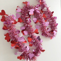 Décorations de la Saint-Valentin et de Noël, guirlande de paillettes en forme de cœur rouge, rose et blanc métallisé pour la décoration intérieure et extérieure, mariage, maison