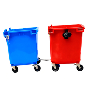 Cubo de basura municipal de 1100l con base de hierro reforzado, diseñado para la recolección de residuos de gran volumen, adecuado - Product Image 5