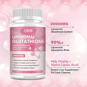 Venta al por mayor de fábrica, cápsulas blanqueadoras de glutatión de 20000mg, suplementos de salud antioxidantes de etiqueta privada para blanquear la piel - Product Image 2