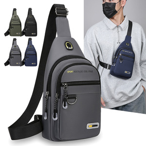 Men's Chest Bag Oxford Cloth 17x30x5cm Crossbody Bag For Outdoor Travel Commuting Sports Gray Black Military Green Dark Blue - Product Image 1