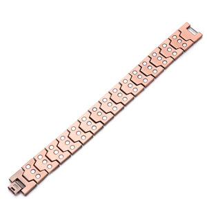 Pulsera de Cobre Puro 99.99% para Hombre, Diseño Geométrico Vintage, Cadena Magnética Ajustable, Certificada por Terceros - Product Image 3