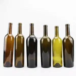 Gran oferta vacía 500 ml 750 ml botella de copa de vino Burdeos con corcho de madera