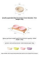 Gamelle en céramique en forme de gourde avec plateau flottant pour l'eau, support en bois de chêne, conception anti-basculement pour chats et chiens