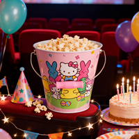 Seau à Popcorn Décoratif en Métal Personnalisé pour Emballage de Snacks, Cadeau de Fêtes et Promotion
