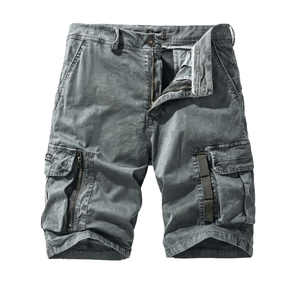 Wholesale Factory Price Men's Anti-Wrinkle Solid Canvas Casual Comfortable Fitness Mid Waist <b>Cargo</b> Shorts - Product Image 1