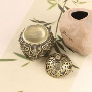 เตาเผากำยานทองสัมฤทธิ์ขายส่ง แกะสลักลายดอกบัวสวยงาม เตาเผากำยานทองสัมฤทธิ์ขนาดเล็ก - Product Image 4