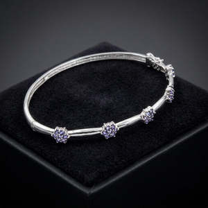Pulsera de plata de circonita cúbica de moda para niñas, pulsera de circonita cúbica elegante para fiesta - Product Image 1