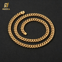 Collier chaîne cubaine en acier inoxydable plaqué or 22 carats, poli miroir, 12 mm, nouvelle collection NUOYA, bijoux fins pour hommes