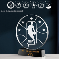 Trophée de tournoi de basketball, football, golf, en verre gravé, design le moins cher, prix de championnat sportif MVP avec base noire