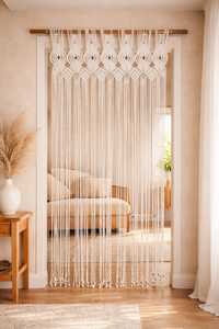 Cortina de Macramé Moderna con Cuentas, Barra de Madera, Decoración para Colgar en la Pared, Separador de Ambientes para Sala de Estar, Dormitorio, Entrada, Diwali - Product Image 2