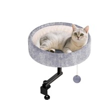 Lit de bureau rotatif à 360 degrés pour chat, hauteur réglable, nid rond pour chat, meuble pour animaux de compagnie peu encombrant pour bureau, personnalisable