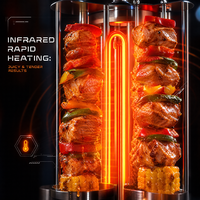 Grill électrique vertical automatique sans fumée, machine à kebab à 5 brochettes, four à barbecue pour restaurant et maison