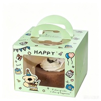 Emballage cadeau pour les fêtes, boîte à pâtisserie, boîte à dessert, boîte à gâteau d'anniversaire, fenêtre transparente en PET, poignée portable, impression de logo personnalisée