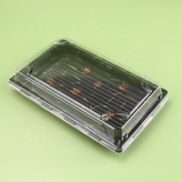 Boîte à sushi transparente en PS, emballage en plastique transparent pour plats à emporter avec impression en relief personnalisée