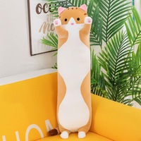Oreiller en peluche pour chat de 90 cm, adorable chaton en peluche, jouet doux confortable, design anime, rembourrage en coton PP polyester, cadeau unisexe, sous vide