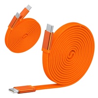 Câble plat USB C vers C 60W PD, cordon de charge rapide 48 brins en nylon tressé avec alliage d'aluminium, câble de charge rapide PD